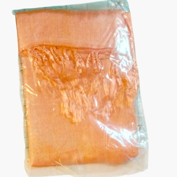 Peach Scarf Fringe lightweight Women Hand Spun Cotton - Picture 6 of 7